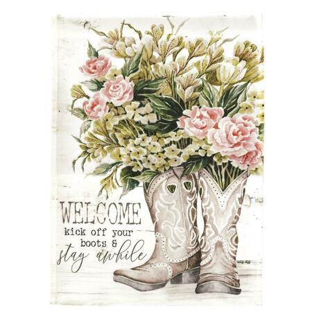 RECINTO 30 x 44 in. Welcome Kick Your Boots Printed Garden Flag - Large RE3467331